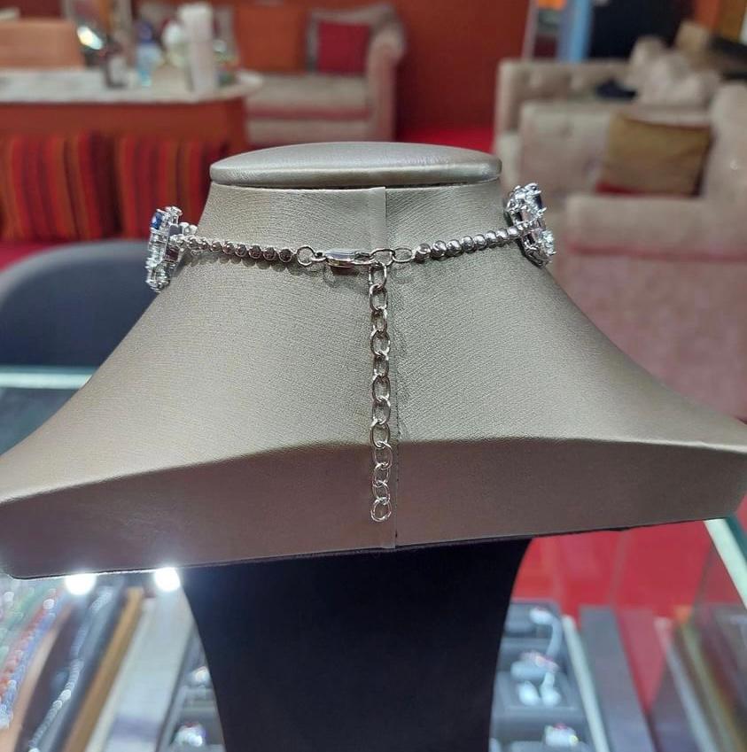 Zafiros de Ceilán certificados AIG de 22.00 qt  Gargantilla/Pulsera Oro 18k Diamantes 10 Quilates en venta 1