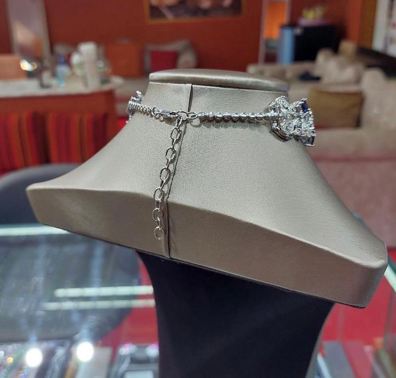 Zafiros de Ceilán certificados AIG de 22.00 qt  Gargantilla/Pulsera Oro 18k Diamantes 10 Quilates en venta 2