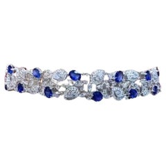 AIG Certified 22.00 Ct Ceylon Sapphires  10 Ct Diamonds 18k Gold Choker/Bracelet