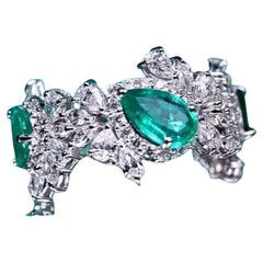 AIG zertifiziert 2,30 Karat Diamanten 2,20 Karat sambische Smaragde 18K Gold Ring