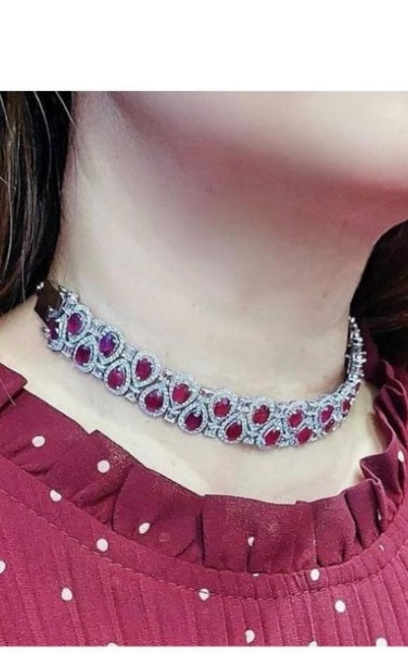 AIG Certified 23.00 Carat Burma Rubies 9.70 Ct Diamonds 18K Gold Bracelet/Choker For Sale 7