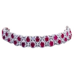 AIG Certified 23.00 Carat Burmese Rubies  9.70 Ct Diamonds Choker/Bracelet 