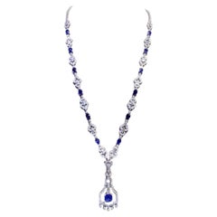 AIG Certified 23.00 Ct Ceylon Sapphires  10.00 Ct Diamonds 18k Gold Necklace