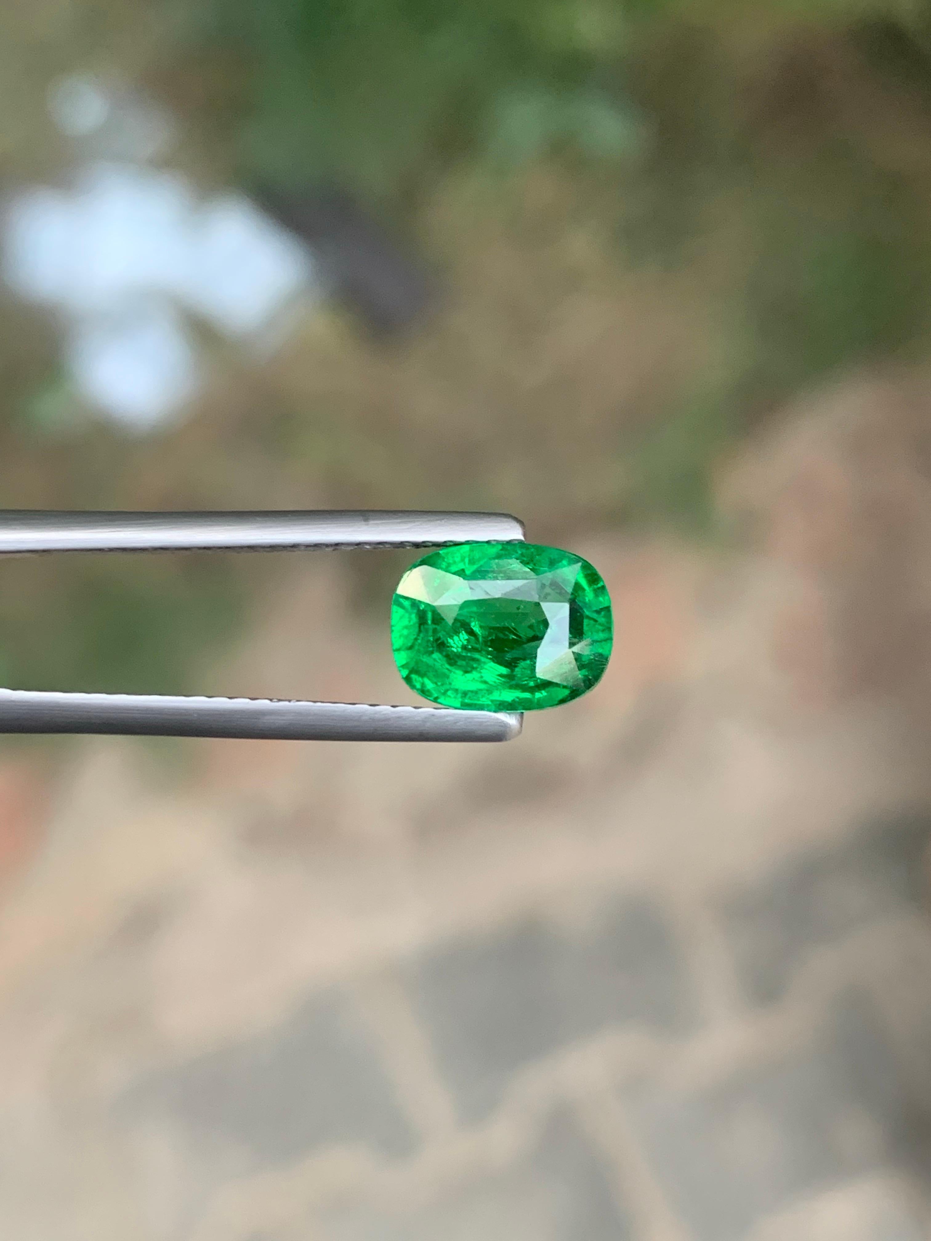 AIG Certified 2.32 Carat Natural Loose Tsavorite Garnet Cushion Cut Gemstone (pierre précieuse de taille coussin) en vente 3