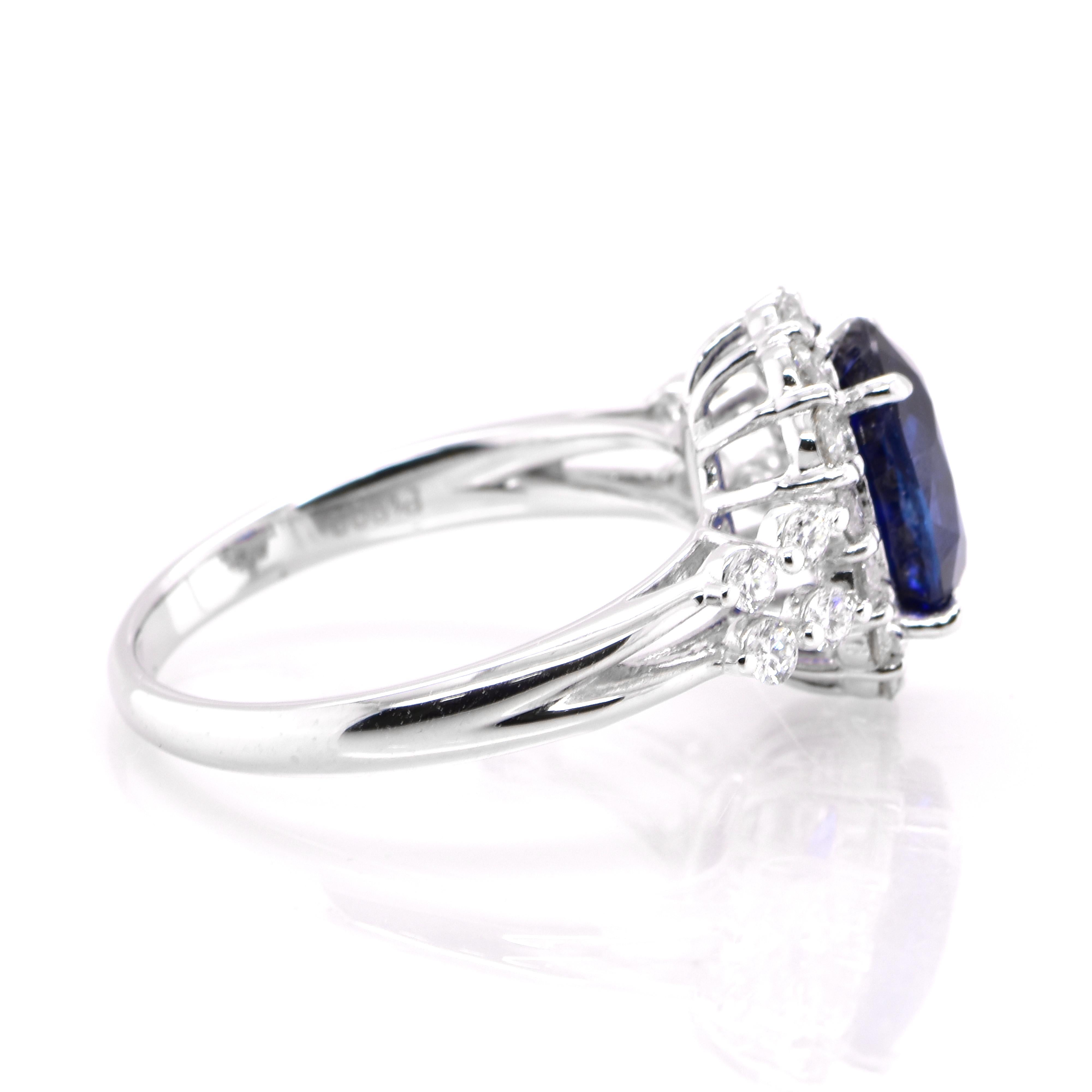 AIG Certified 2.33 Carat Royal Blue Sapphire and Diamond Set in Platinum In New Condition For Sale In Tokyo, JP
