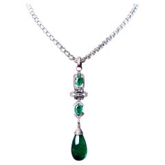 AIG Certified 23.80 Carats Zambian Emeralds 1.40 Ct Diamonds 18k Gold Pendant