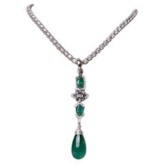 Colgante de oro de 18 quilates con esmeraldas de Zambia de 23,80 quilates y 1,40 quilates de diamantes con certificado AIG