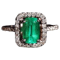 Anillo de oro de 18 quilates con diamantes y esmeraldas de Zambia de 2,45 quilates con certificado AIG