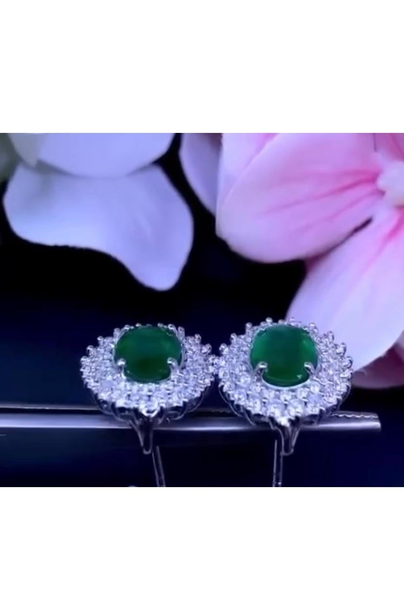 Émeraudes de Zambie certifiées AIG de 2,50 carats   Boucles d'oreilles en or 18K avec diamants  Neuf - En vente à Massafra, IT