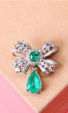 Designer Nikabell 2.50 Ct Colombian Emerald & 1.20ct Diamond Pendant