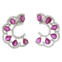 AIG Certified 2.57 Carat Rubies and 0.80 Carat Diamonds, 18 Karat Gold Earrings