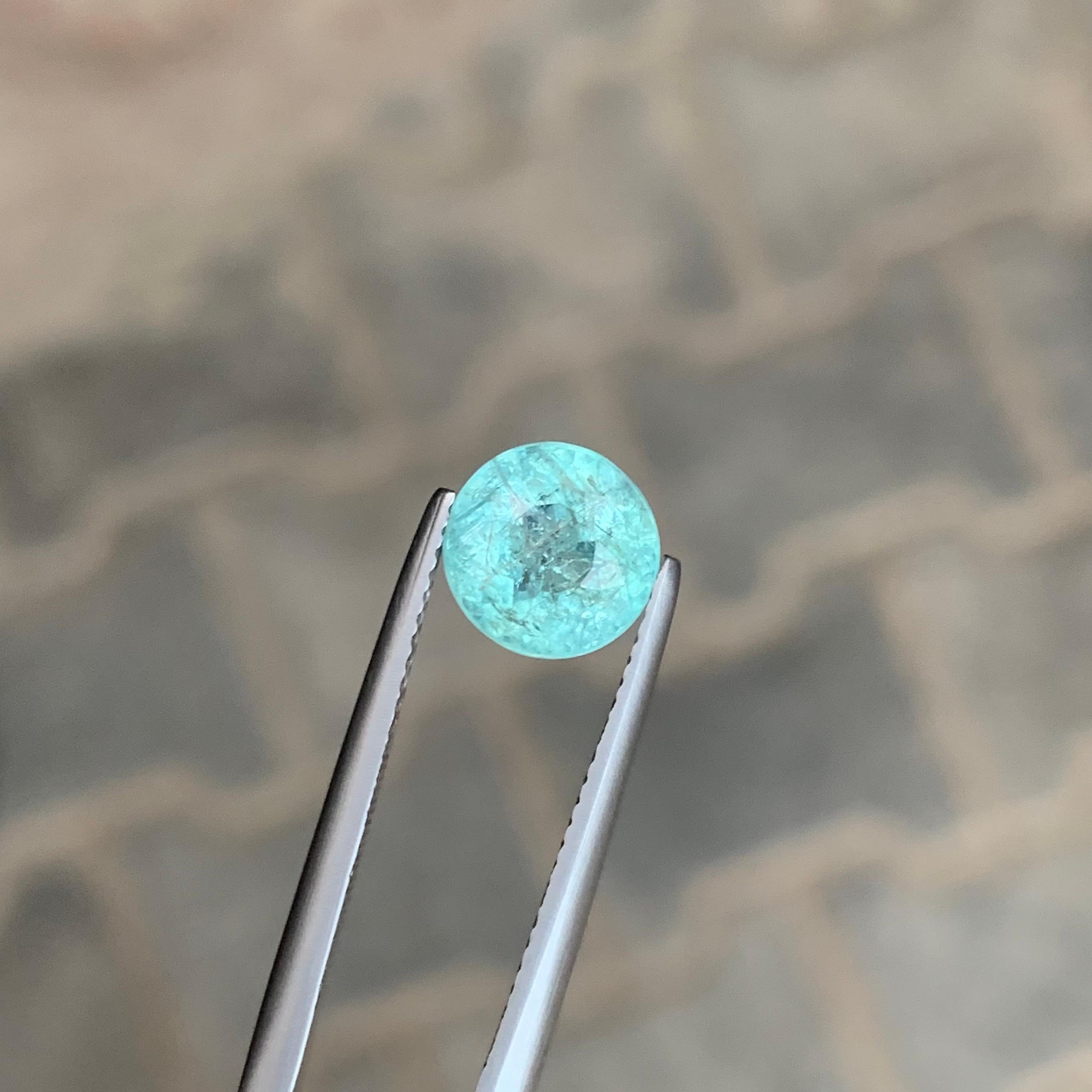 Gemma rotonda di tormalina Paraiba naturale sciolta certificata AIG da 2,60 carati in vendita 4
