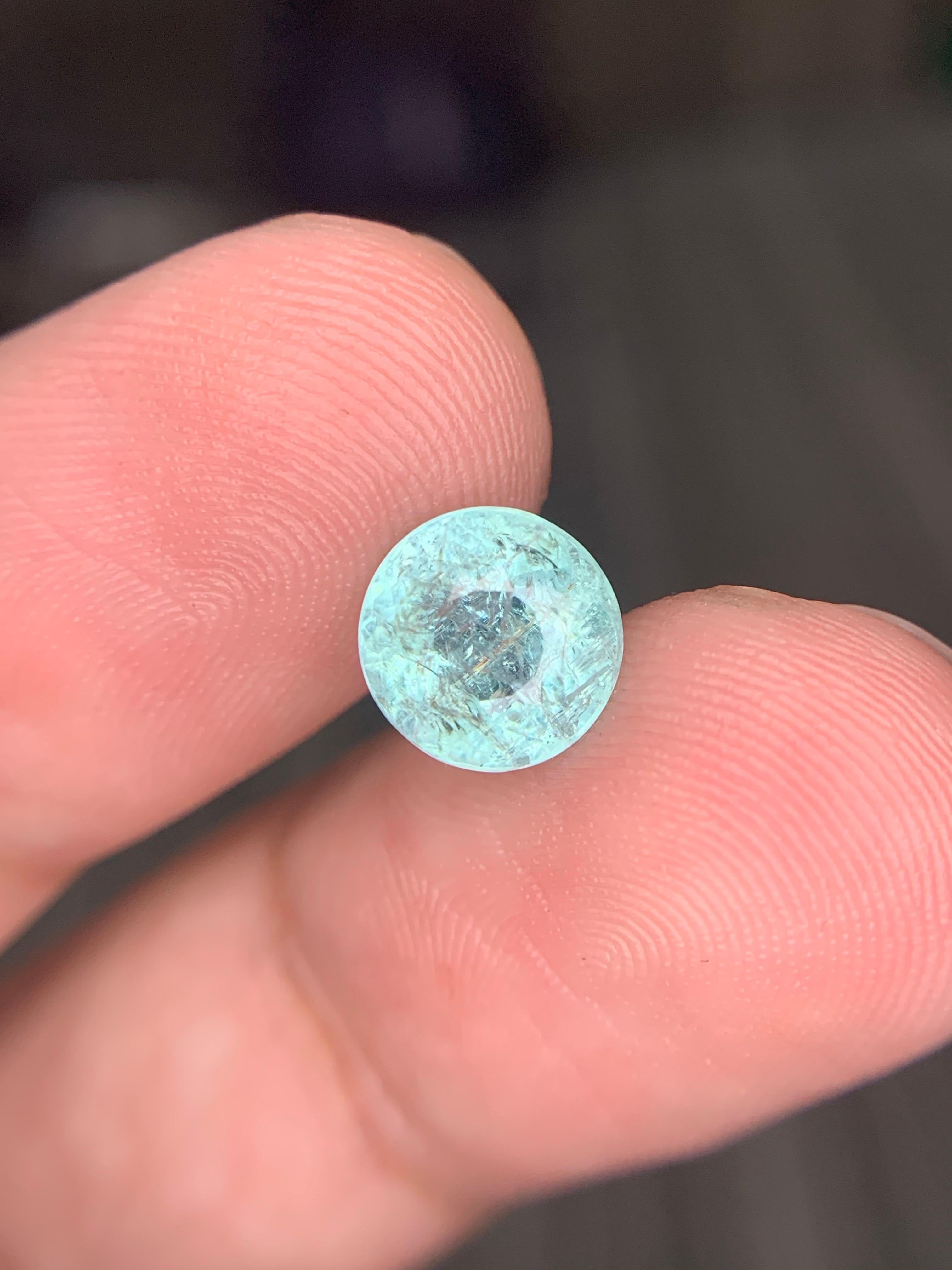 Gemma rotonda di tormalina Paraiba naturale sciolta certificata AIG da 2,60 carati in vendita 6