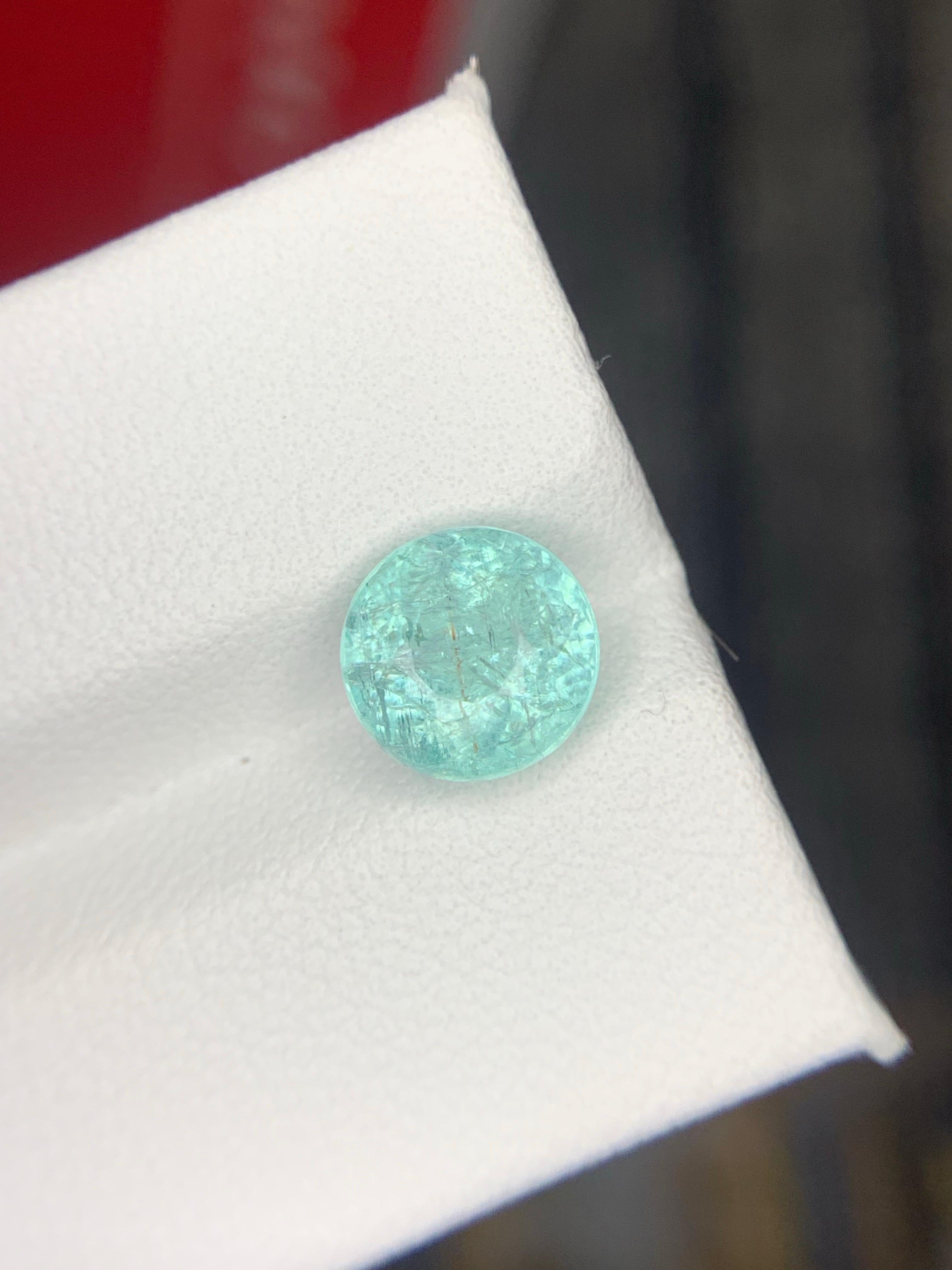 Gemma rotonda di tormalina Paraiba naturale sciolta certificata AIG da 2,60 carati in vendita 8