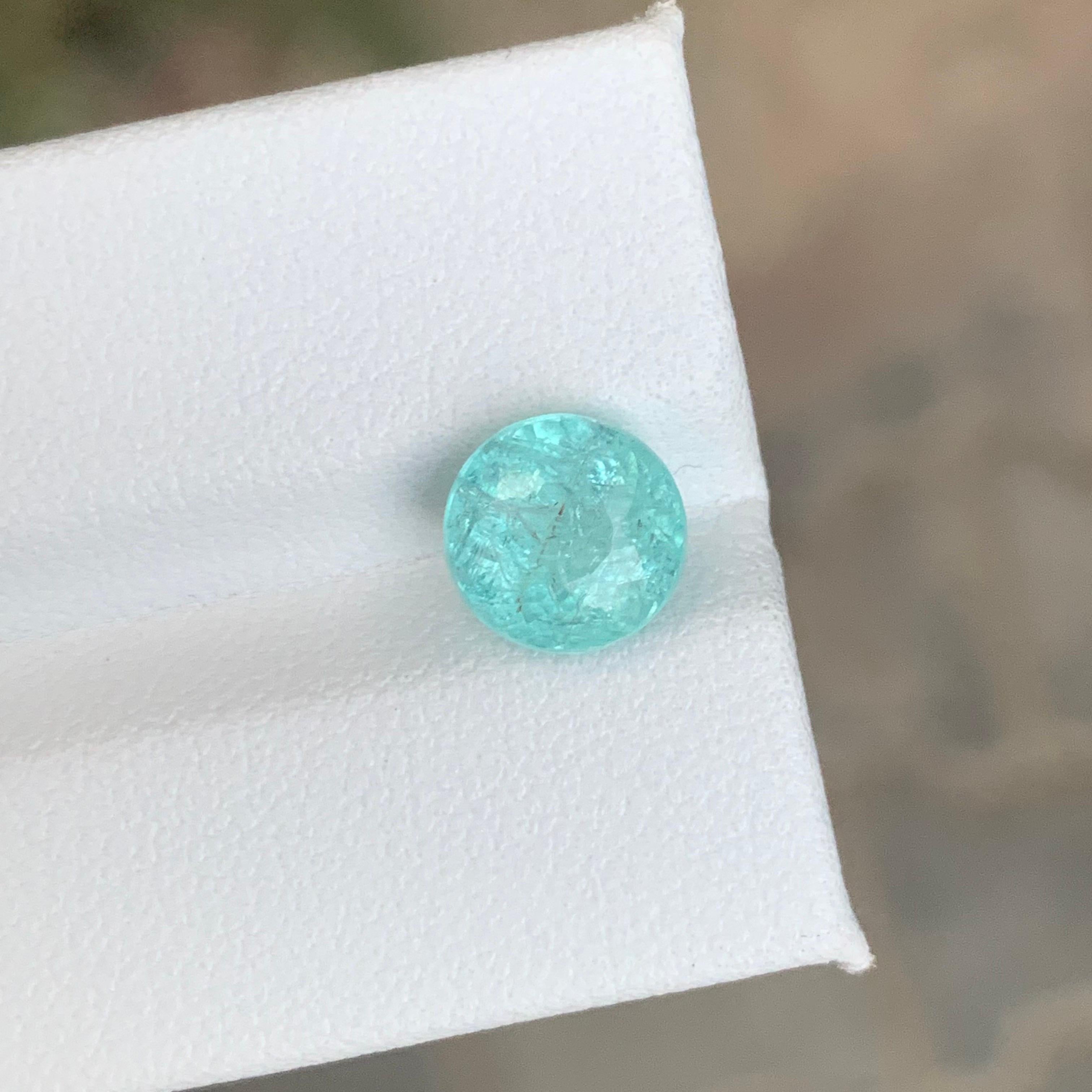 Gemma rotonda di tormalina Paraiba naturale sciolta certificata AIG da 2,60 carati in vendita 2