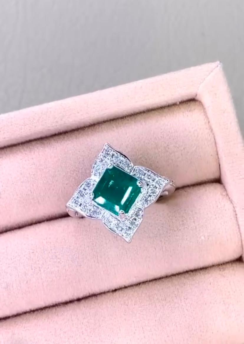 Anello in oro 18 carati con smeraldo dello Zambia certificato AIG da 2,65 carati in vendita 1