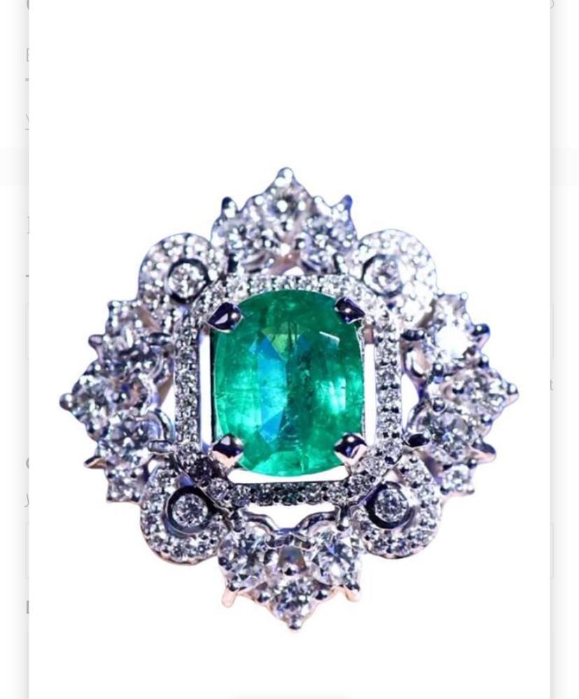 AIG Certified  2.65 Ct Zambian Emerald 2.40 Ct Diamonds 18K Gold Ring For Sale 2