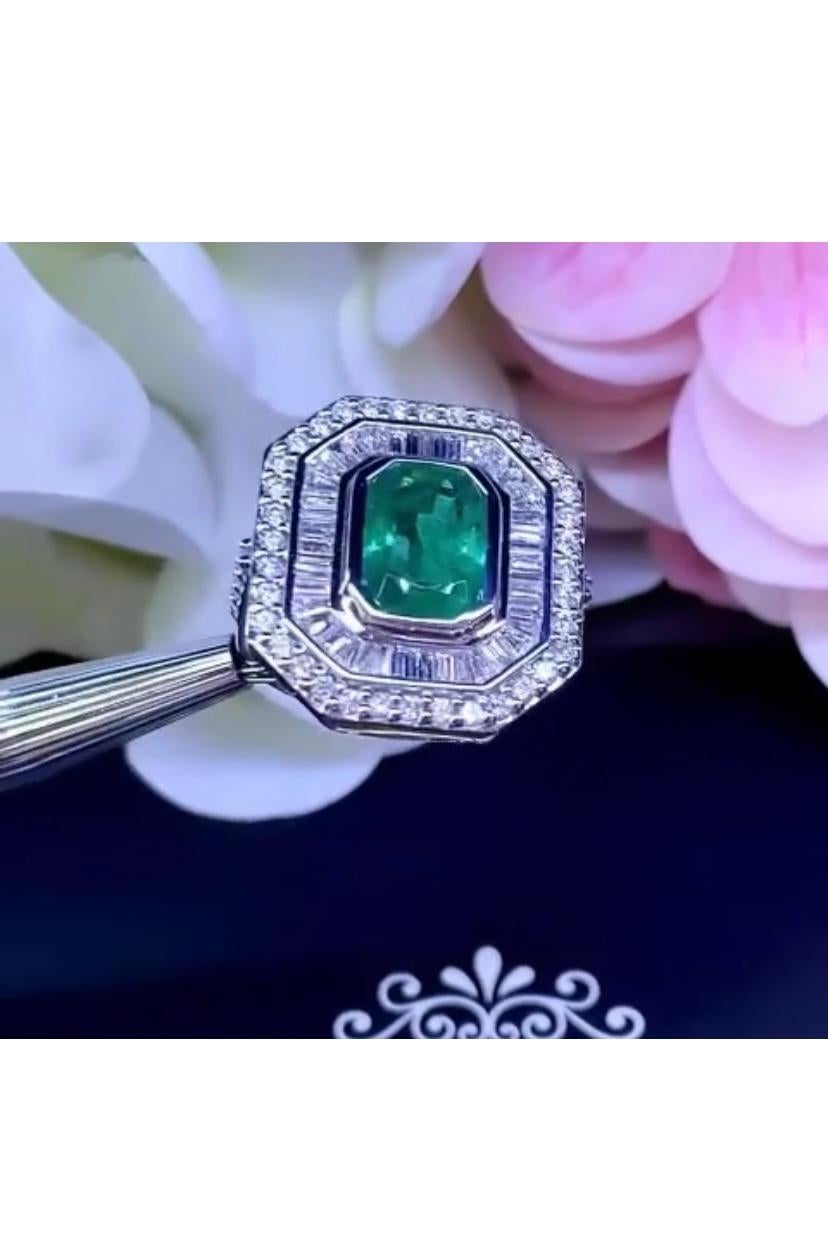 AIG Certified 2.87 Ct Zambian Emerald  1.42 Ct Diamonds 18K Gold  Ring For Sale 1