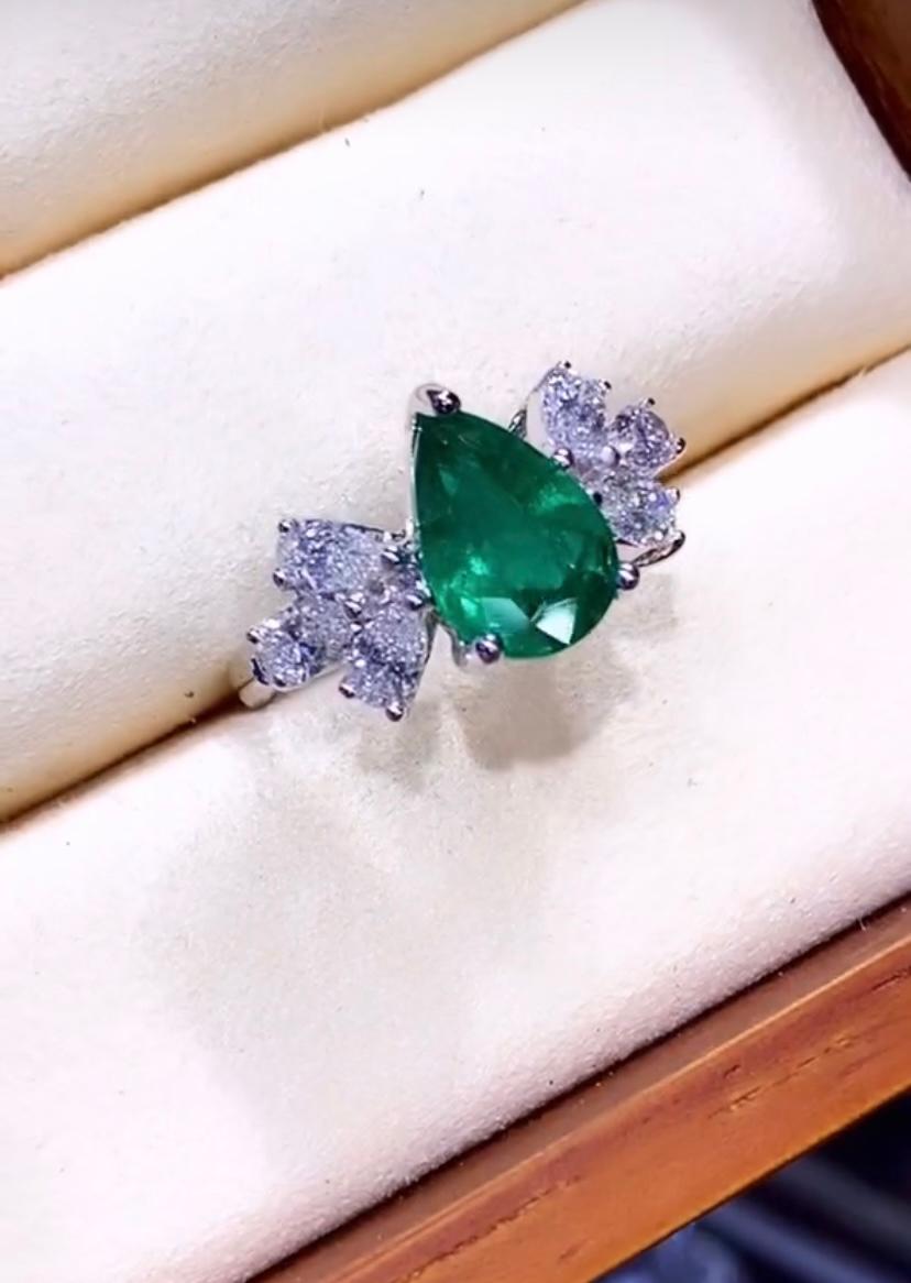 AIG zertifiziert 2,89 Karat sambischen Smaragd Diamanten 18K Gold Ring im Zustand „Neu“ im Angebot in Massafra, IT