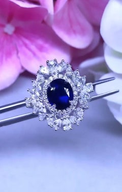 18K Gold Ceylon Sapphire & Diamond Flower Ring by Designer Nikabell