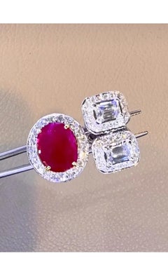 Designer Nikabell 3.00ct Burma Ruby & 1.00ct Diamond Ring in 18K Gold
