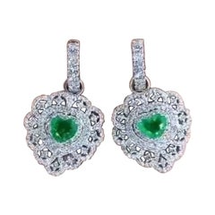 Pendientes de oro de 18 quilates con certificado AIG de 3,00 quilates de diamantes y 2,34 quilates de esmeraldas de Zambia