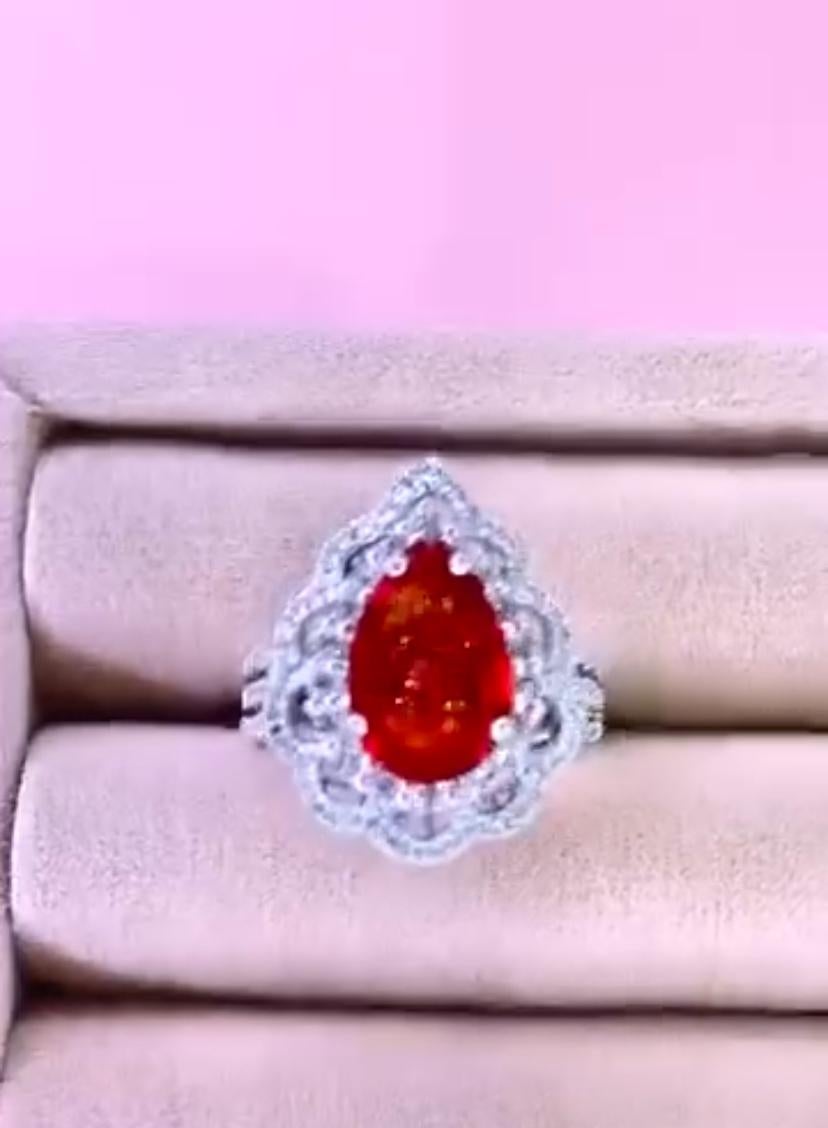 AIG Certified 3.00 Tanzania Ruby Diamonds 18K Gold Ring In New Condition For Sale In Massafra, IT