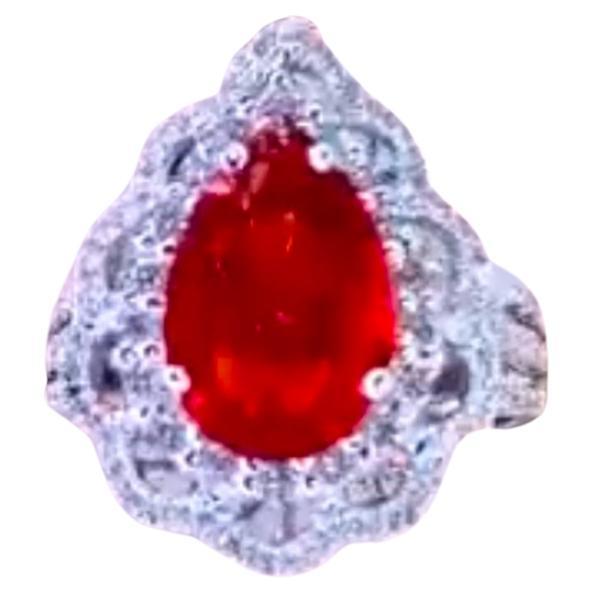 AIG Certified 3.00 Tanzania Ruby Diamonds 18K Gold Ring