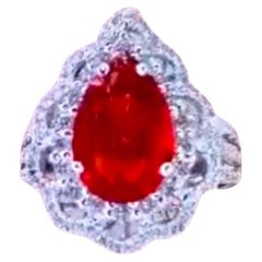 AIG Certified 3.00 Tanzania Ruby Diamonds 18K Gold Ring