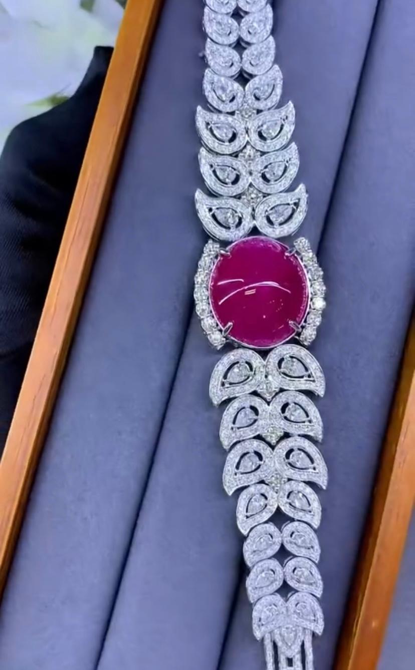 Rubino di Birmania certificato AIG da 30,00 carati e 11,00 carati di diamanti, girocollo/bracciale in oro 18 carati in vendita 2