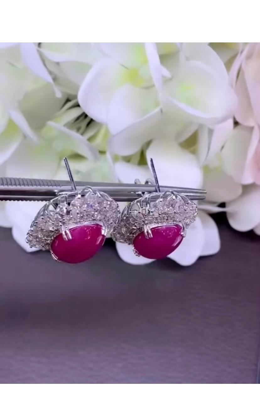 AIG Certified 31.00 Ct Burma Rubies 9.40 Ct Diamonds 18K Gold Earrings In New Condition For Sale In Massafra, IT