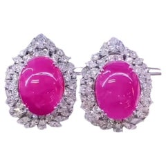 AIG Certified 31.00 Ct Burma Rubies 9.40 Ct Diamonds 18K Gold Earrings