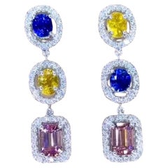 Certificato AIG 3.20 Ct  Zaffiri  Orecchini con tormalina e diamanti da 2,00 carati in oro 18K
