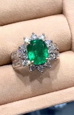 Designer Nikabell 3 .00 Ct Zambian Emerald & Diamond Ring in 18K Gold