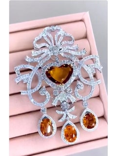 Designer Nikabell 18k Gold Sapphire & Diamond Brooch/Pendant