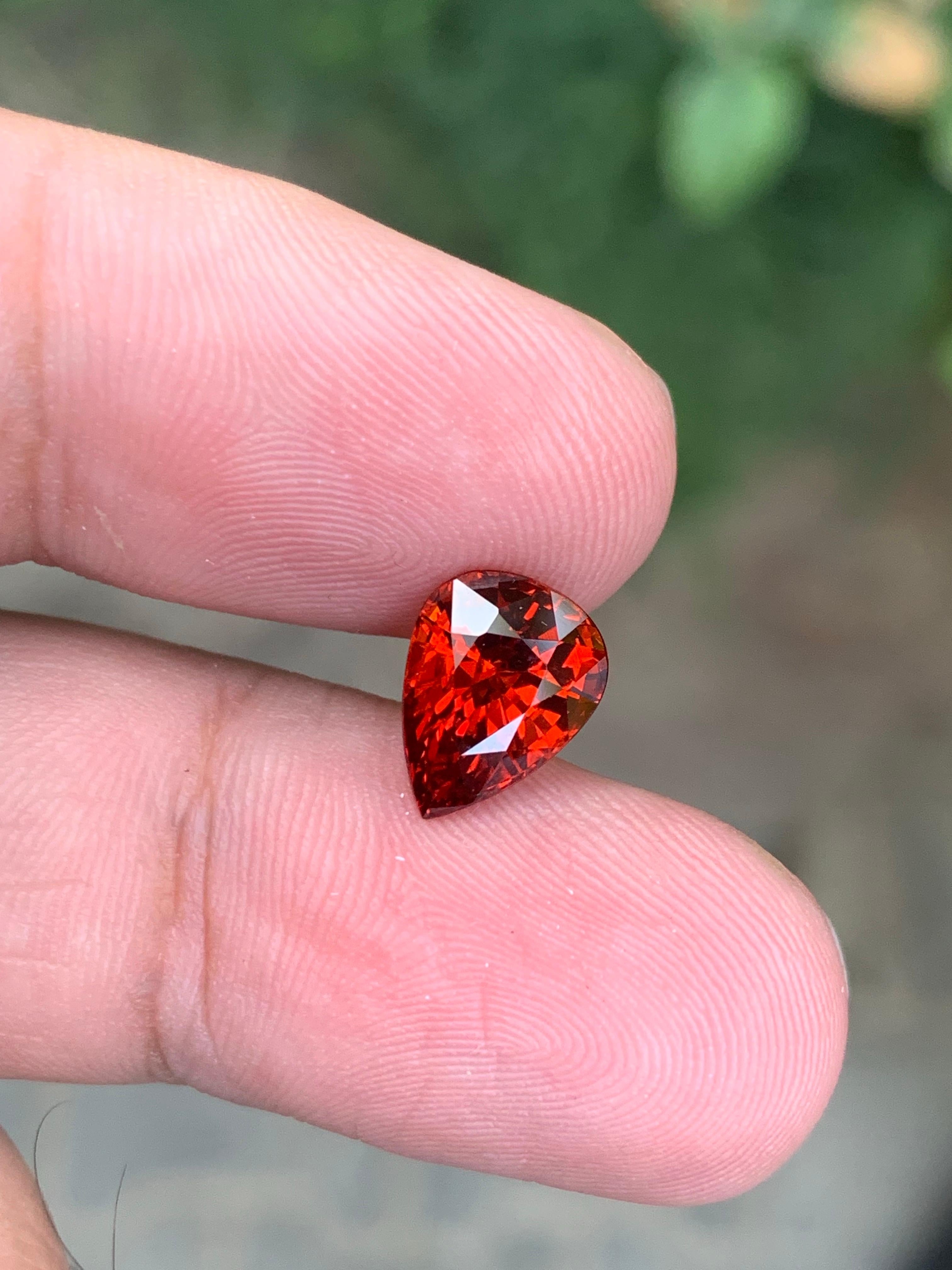 AIG zertifiziert 3,36 Karat natürlichen losen Spessartit Granat Birne Form Edelstein im Angebot 4