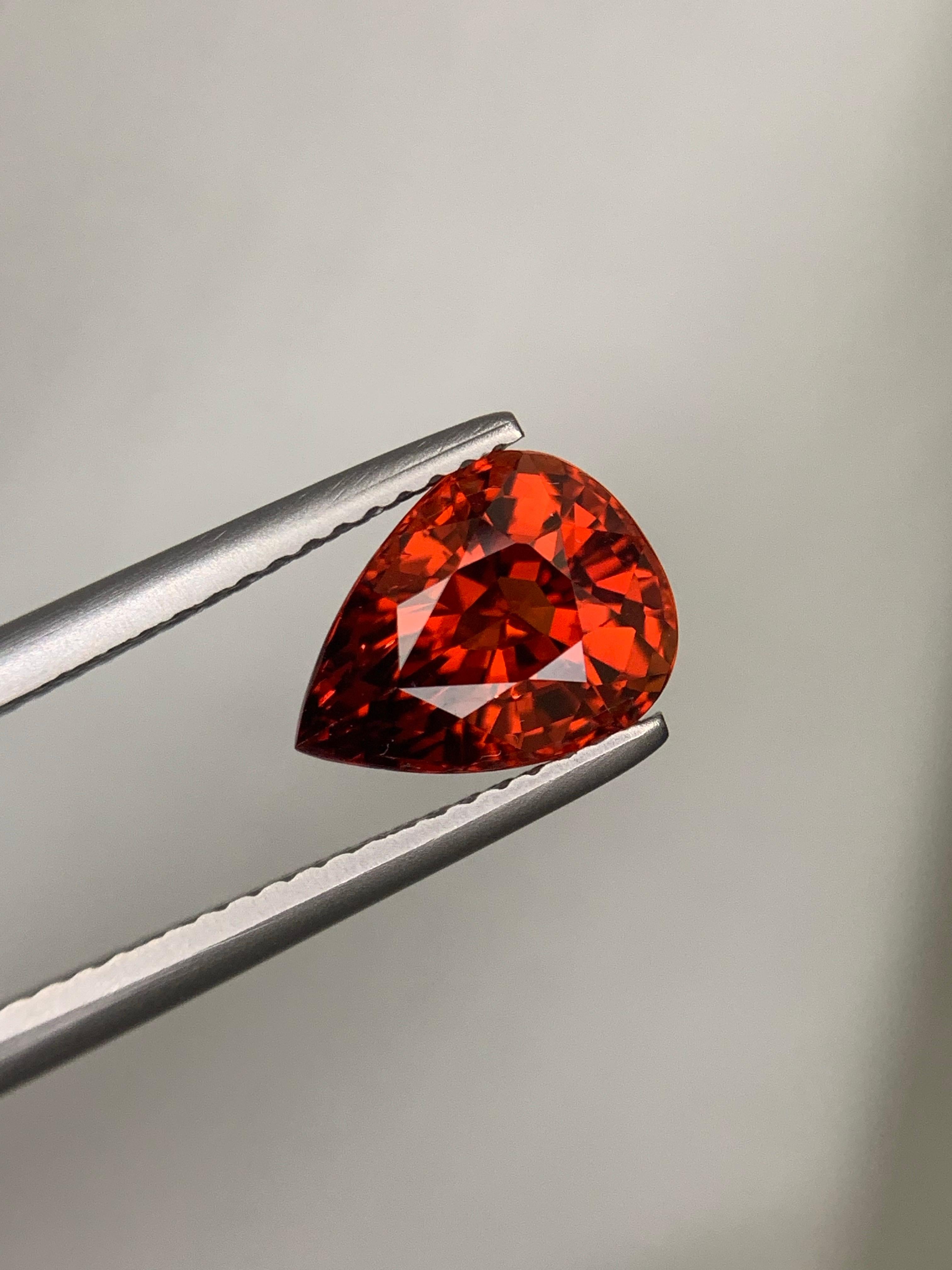 AIG zertifiziert 3,36 Karat natürlichen losen Spessartit Granat Birne Form Edelstein im Angebot 5