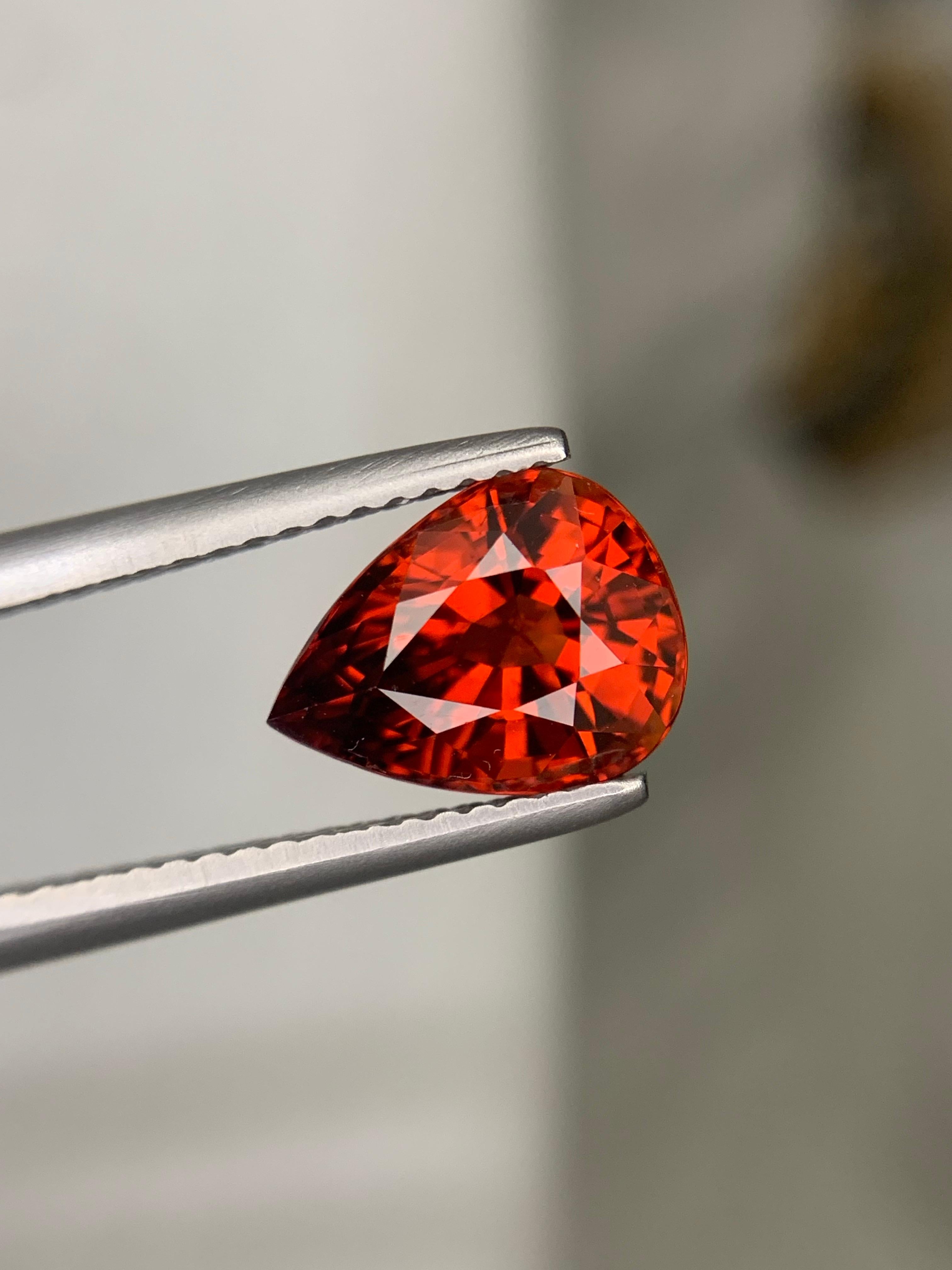 AIG zertifiziert 3,36 Karat natürlichen losen Spessartit Granat Birne Form Edelstein im Angebot 6