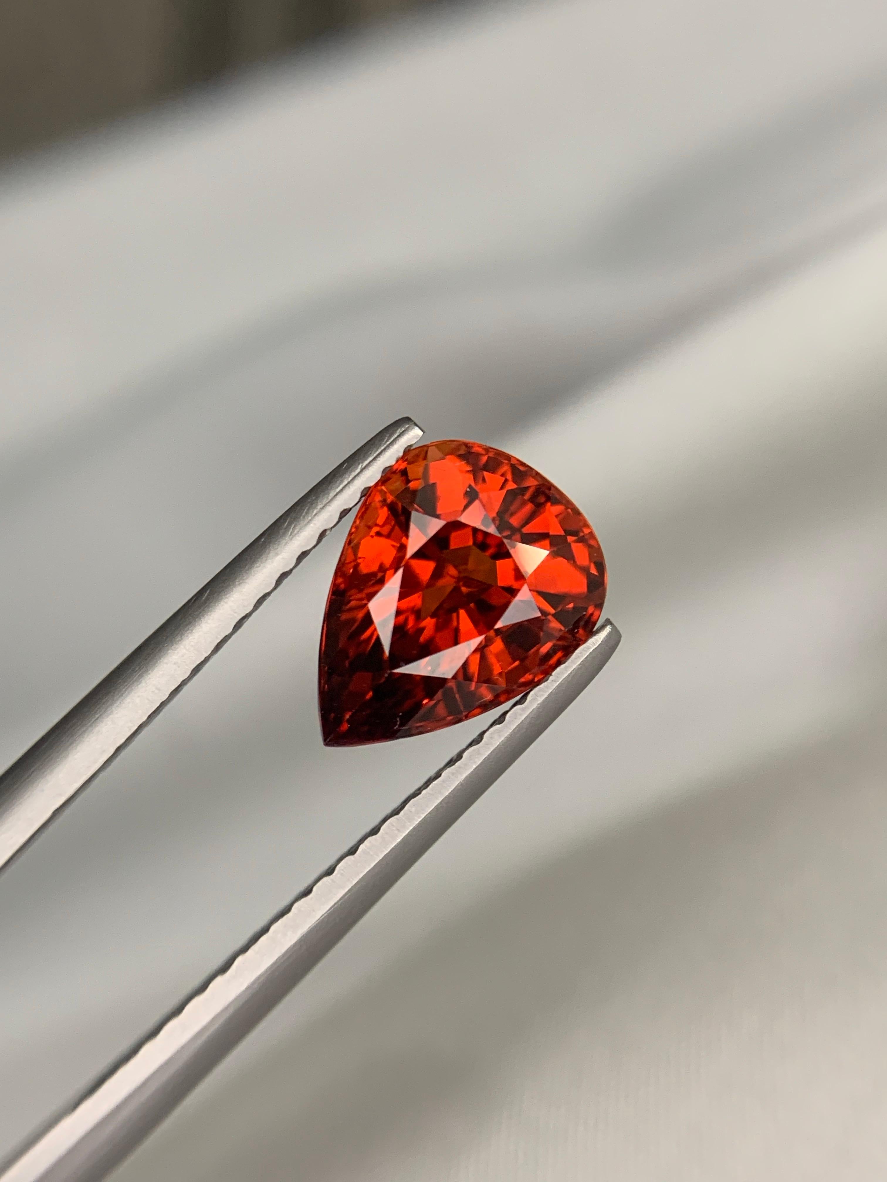 AIG zertifiziert 3,36 Karat natürlichen losen Spessartit Granat Birne Form Edelstein im Angebot 7