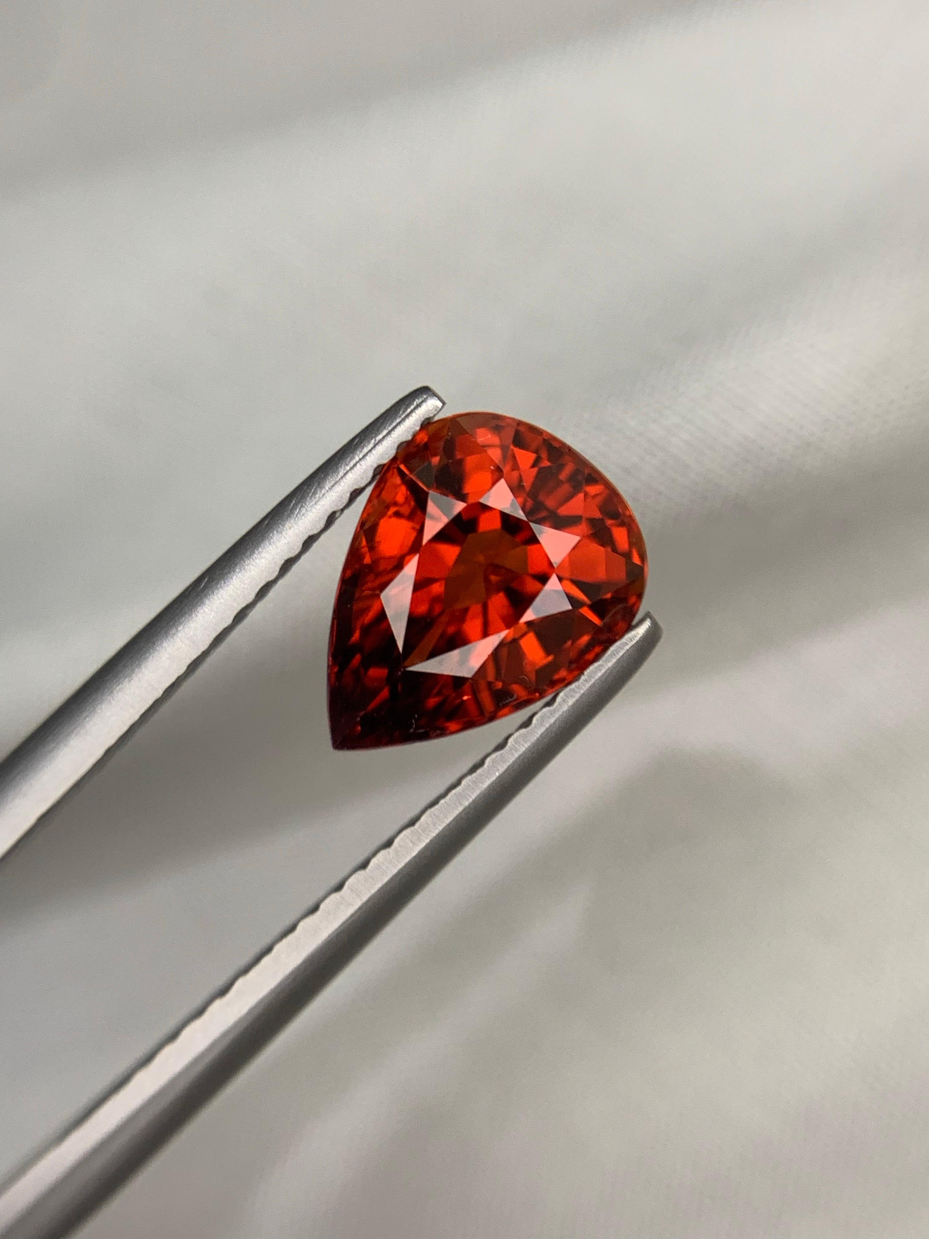 AIG zertifiziert 3,36 Karat natürlichen losen Spessartit Granat Birne Form Edelstein im Angebot 8