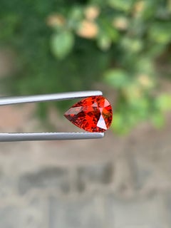 AIG Certified 3.36 Carat Natural Loose Spessartite Garnet Pear Shape Gemstone