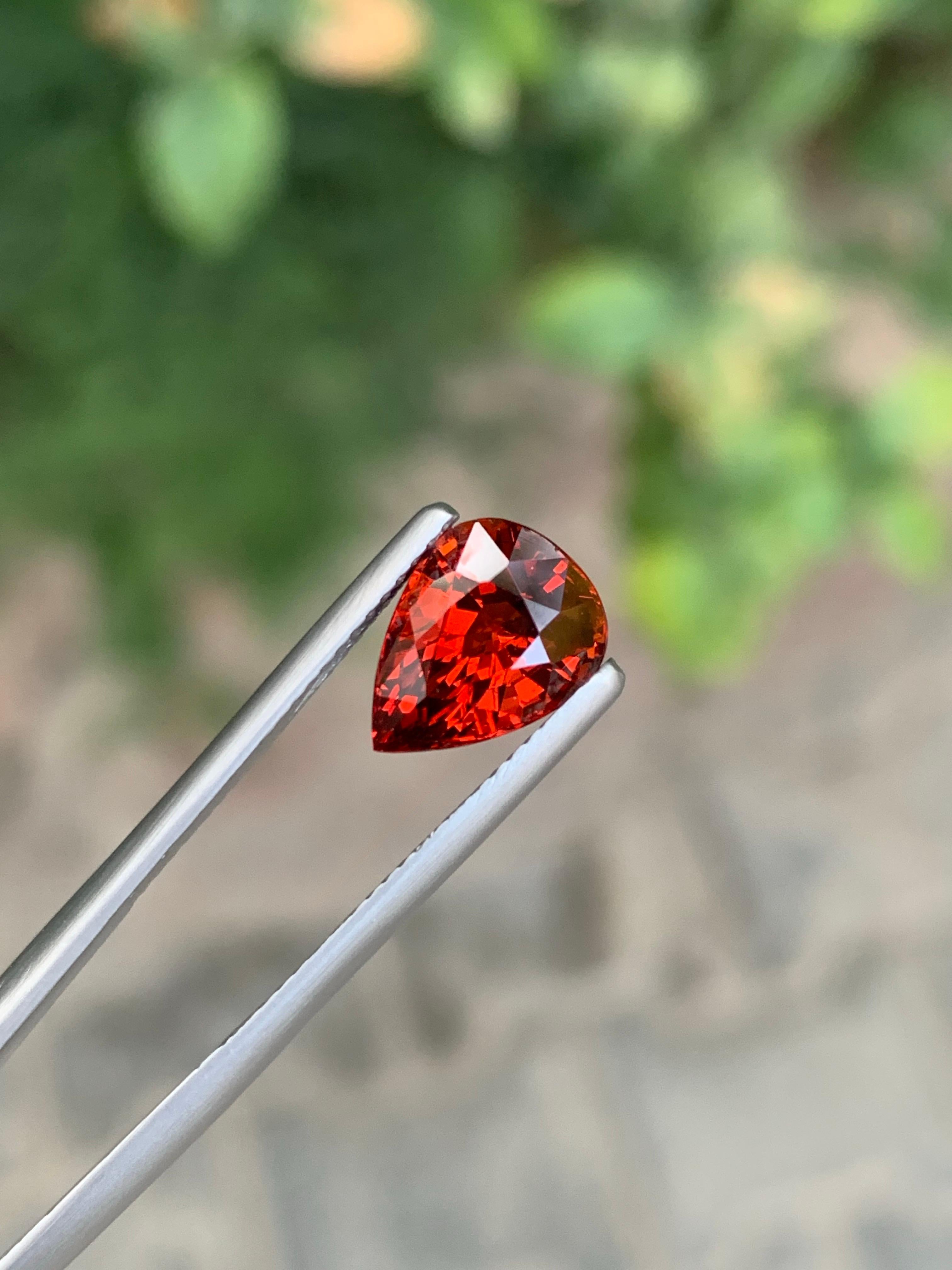 AIG zertifiziert 3,36 Karat natürlichen losen Spessartit Granat Birne Form Edelstein (Arts and Crafts) im Angebot