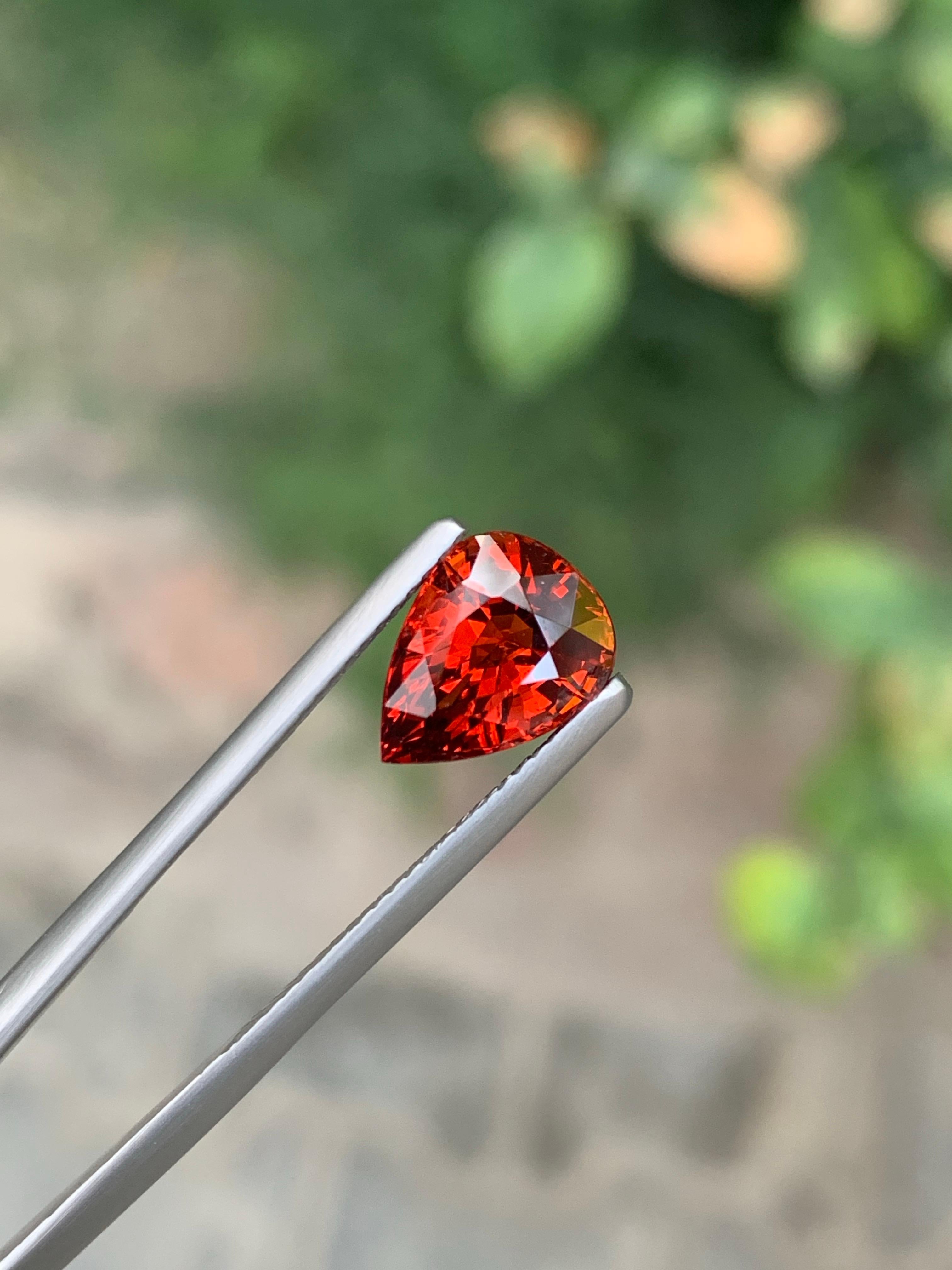 AIG zertifiziert 3,36 Karat natürlichen losen Spessartit Granat Birne Form Edelstein (Tropfenschliff) im Angebot