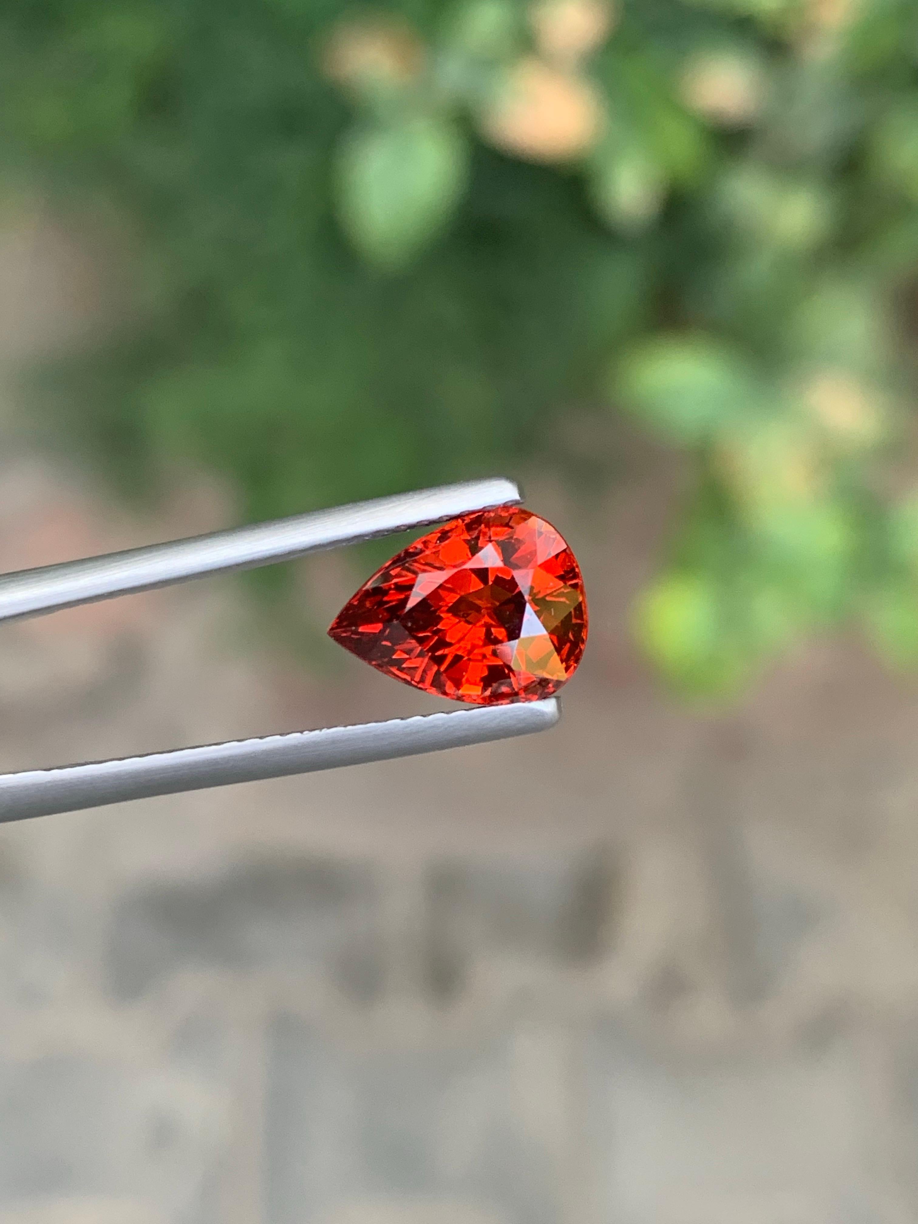 AIG zertifiziert 3,36 Karat natürlichen losen Spessartit Granat Birne Form Edelstein für Damen oder Herren im Angebot