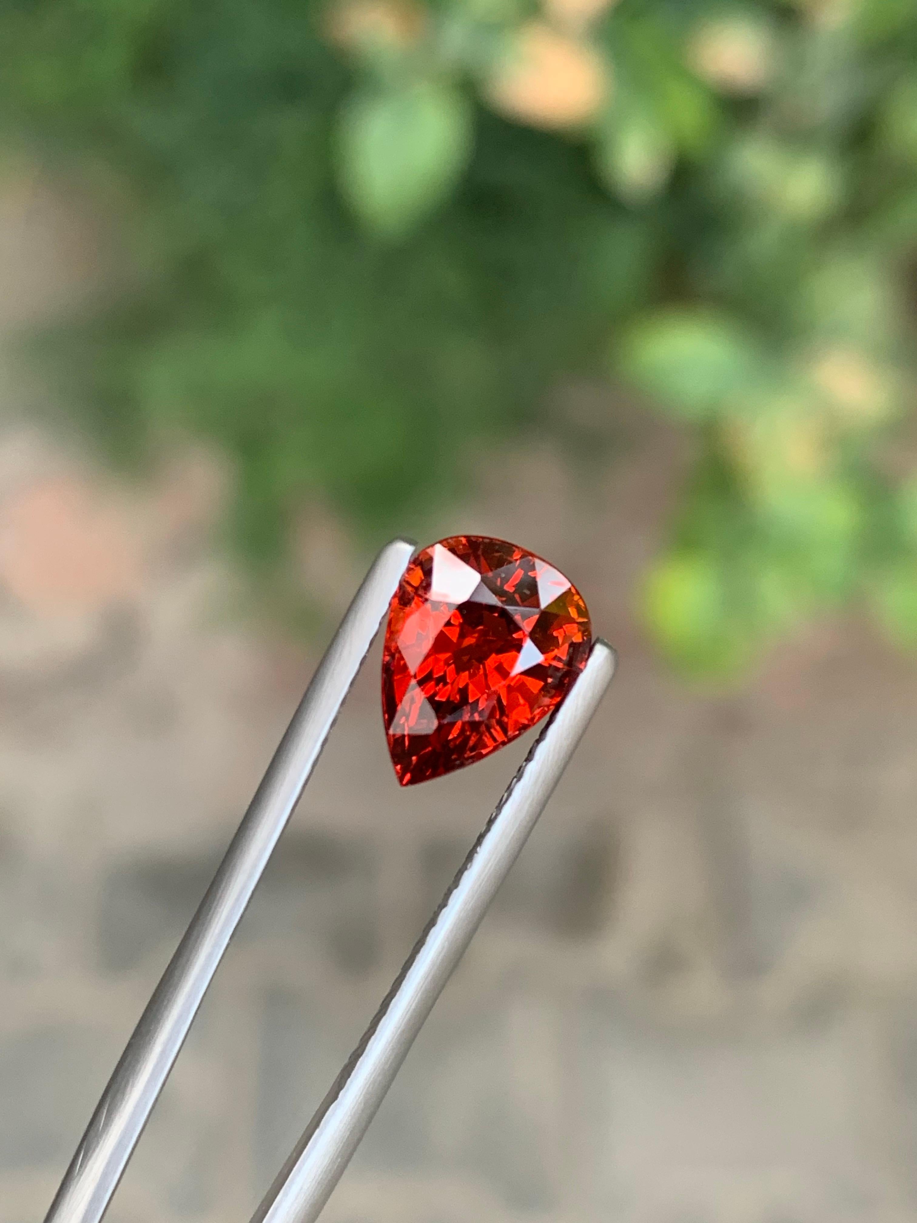 AIG zertifiziert 3,36 Karat natürlichen losen Spessartit Granat Birne Form Edelstein im Angebot 1