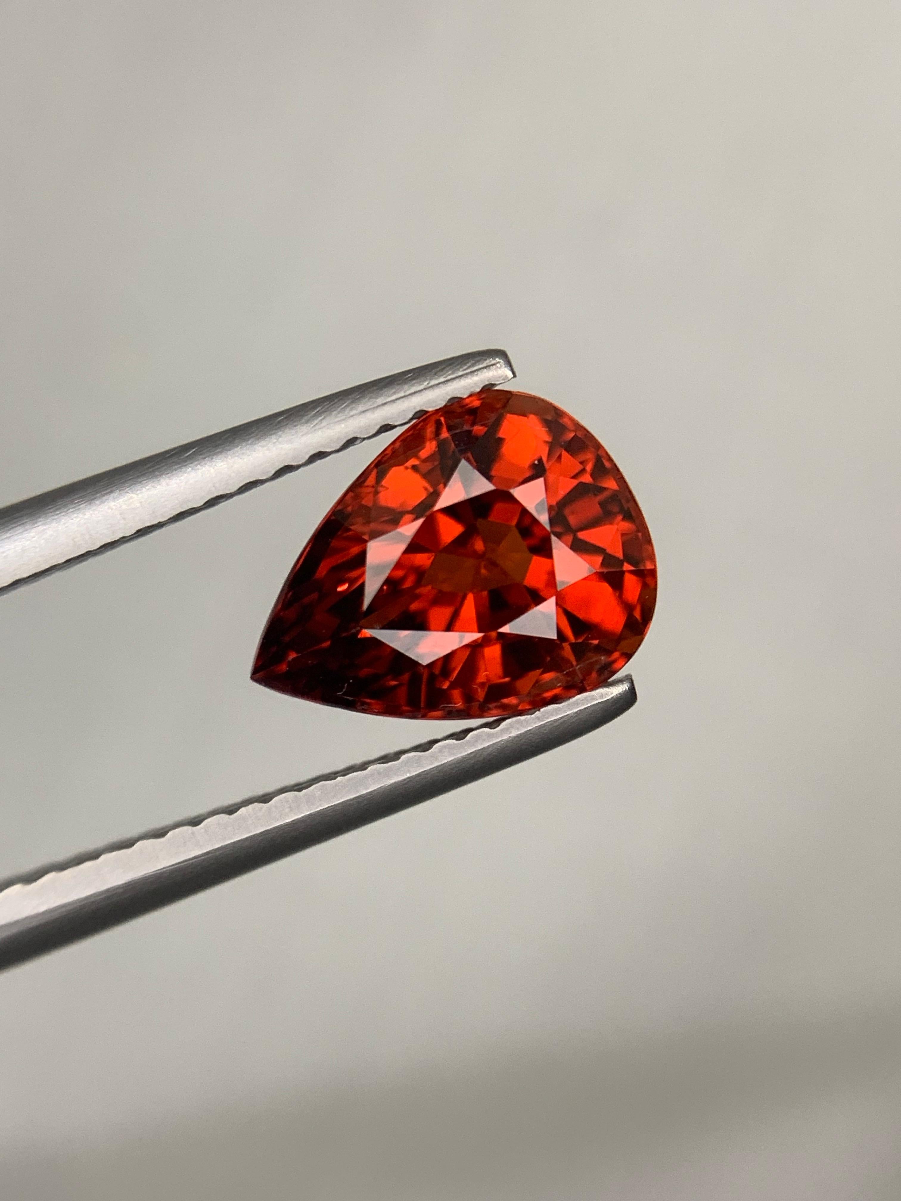 AIG zertifiziert 3,36 Karat natürlichen losen Spessartit Granat Birne Form Edelstein im Angebot 2