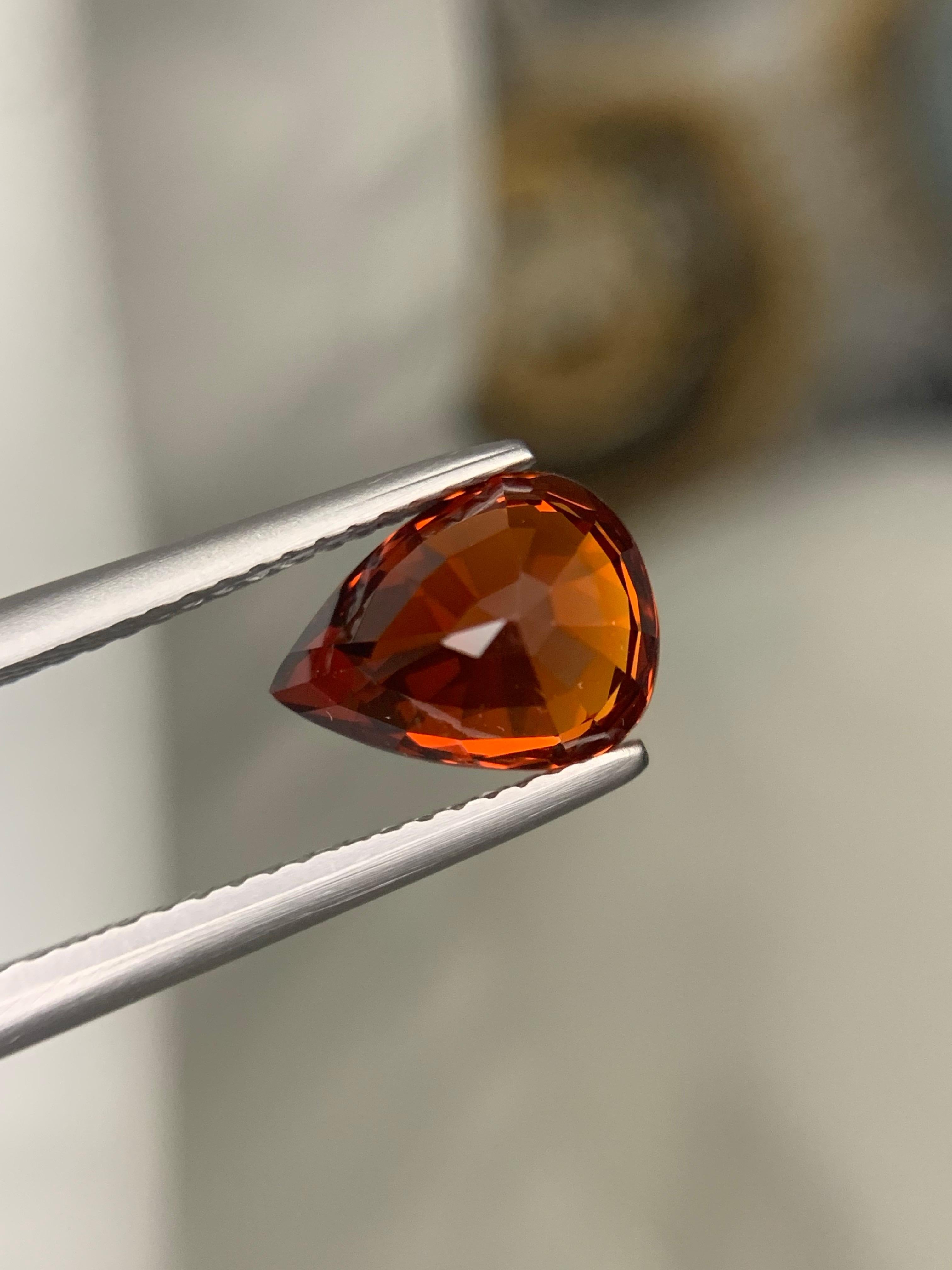 AIG zertifiziert 3,36 Karat natürlichen losen Spessartit Granat Birne Form Edelstein im Angebot 3