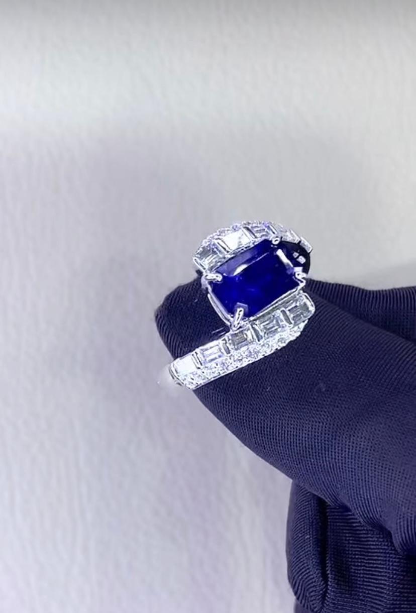 18 Karat Goldring mit AIG-zertifiziertem 3,45 Karat Ceylon-Saphir und 1,50 Karat Diamanten im Angebot 6