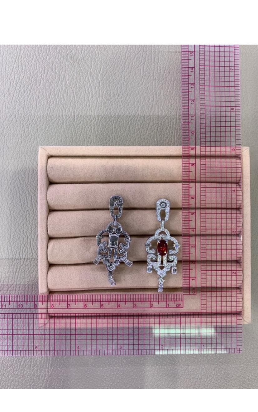Women's AIG Certified 3.45 Unheated Mozambique Rubies Diamonds 18K Gold Earrings For Sale