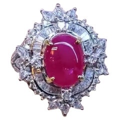 AIG Certified 3.50 Carat Burma Ruby 1.50 Ct Diamonds 18K Gold Ring